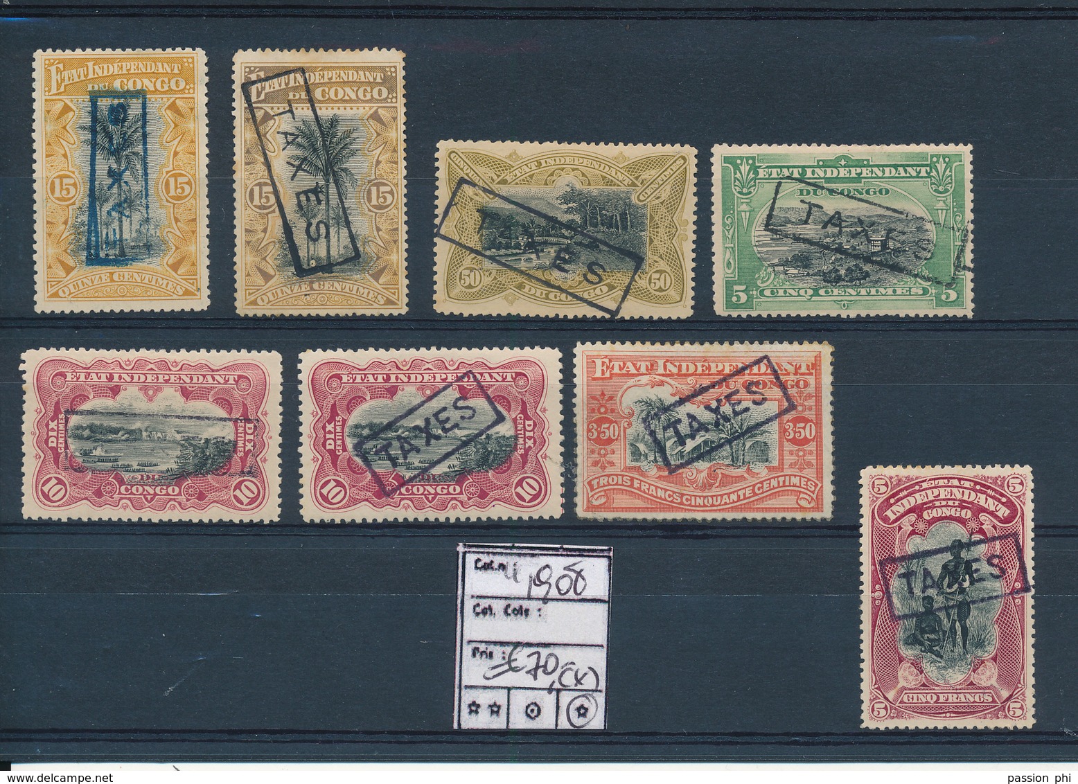 BELGIAN CONGO POSTAGE DUE 1908 ISSUE  MINT WITH HINGE OR NO GUM - Neufs