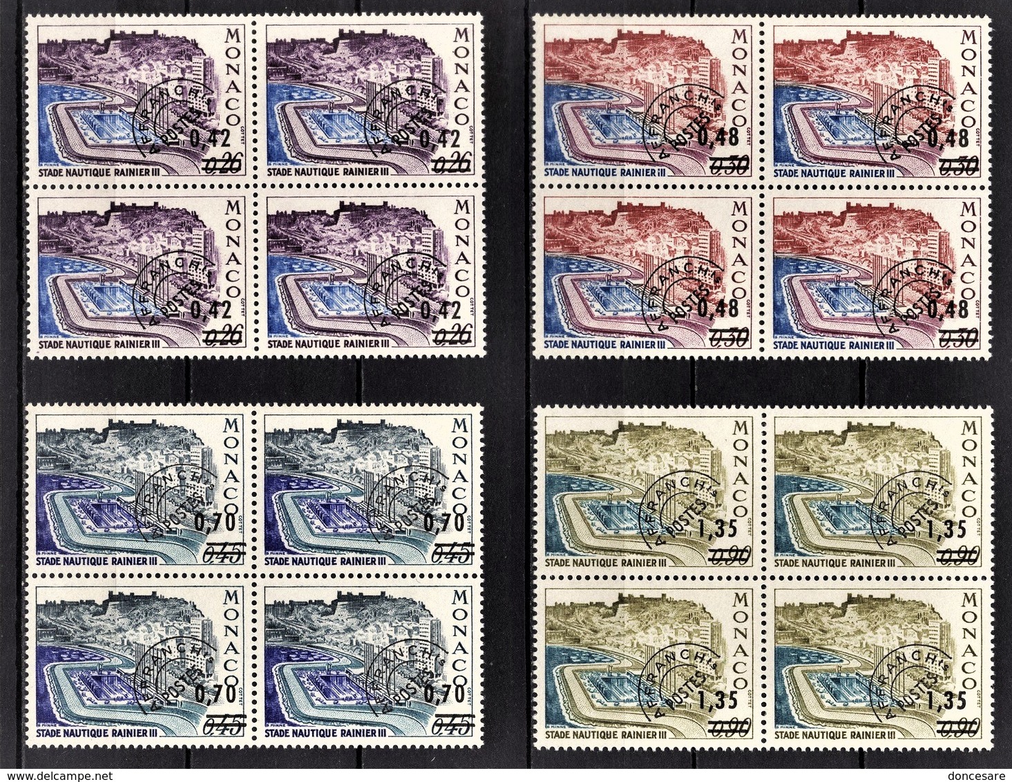 MONACO 1969 / 1975 - SERIE 4 BLOCS DE 4 TP / N° 34 A 37  - 4 PREO.  NEUFS** - Precancels