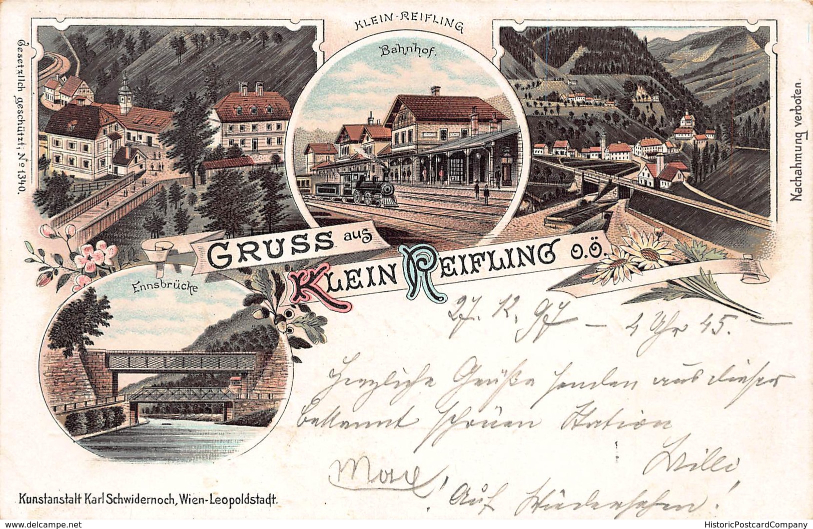 GRUSS Aus KLEIN REIFLING AUSTRIA ~ BAHNHOF - ENNSBRUKE - 1897 MULTI IMAGE KUNSTLER #1340 POSTCARD 42520 - Other & Unclassified