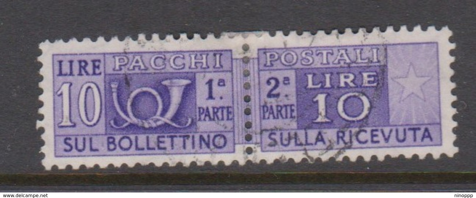 Italy Republic PP 85 1955-79 ,Parcel Post,watermark Stars, Lire 10 Violet,Used - Postpaketten