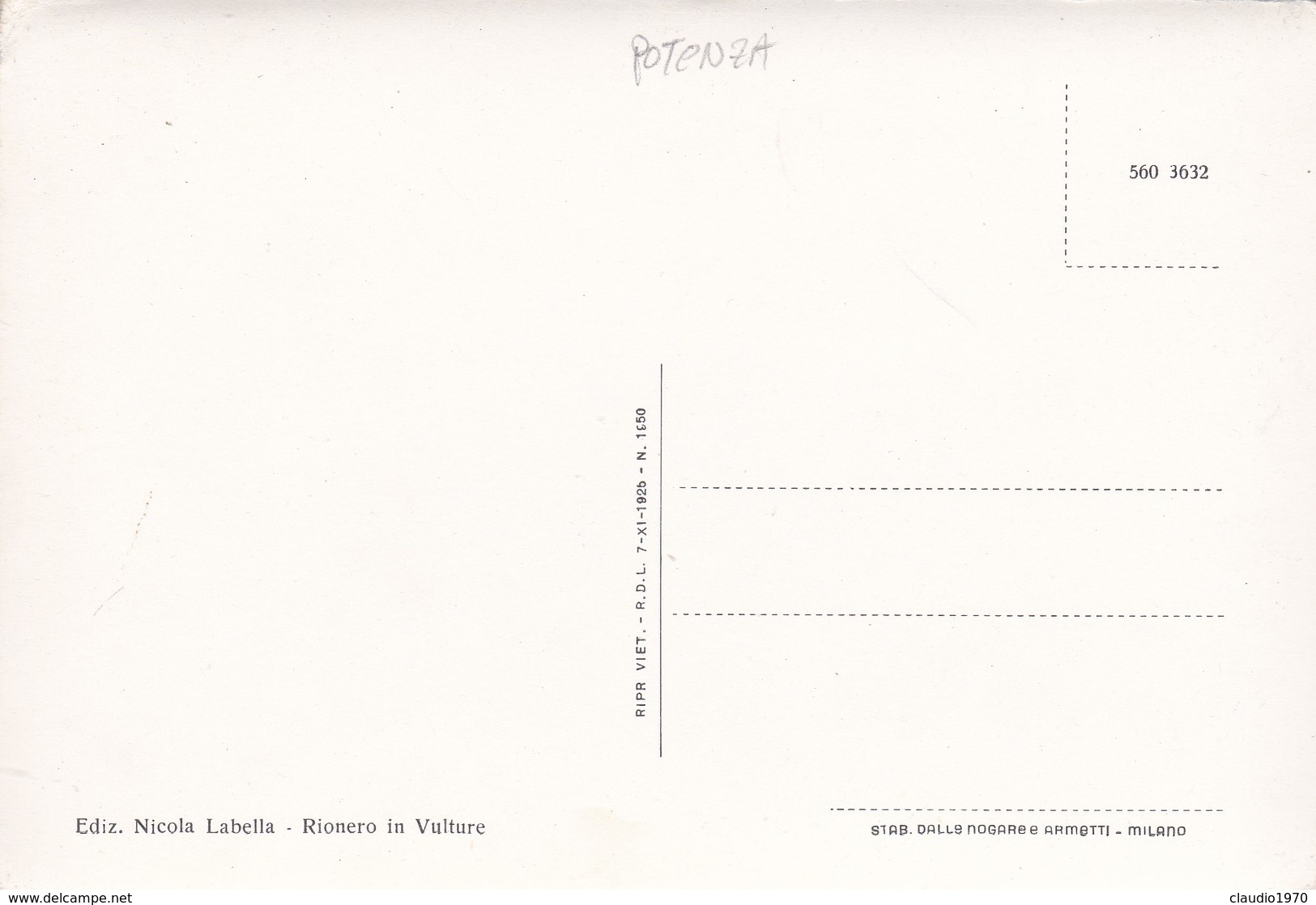 CARTOLINA - POTENZA - UN SALUTO DA RIONERO - Potenza