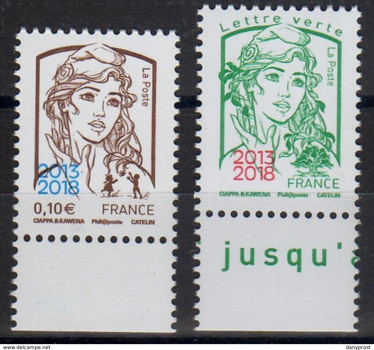 FRANCE 2018 " Paire N° 5234-35-CIAPPA 0.10 € + LV SURCHARGEE 2013-2018 " / NEUF RARE ET SUPERBE - 2013-2018 Marianne De Ciappa-Kawena