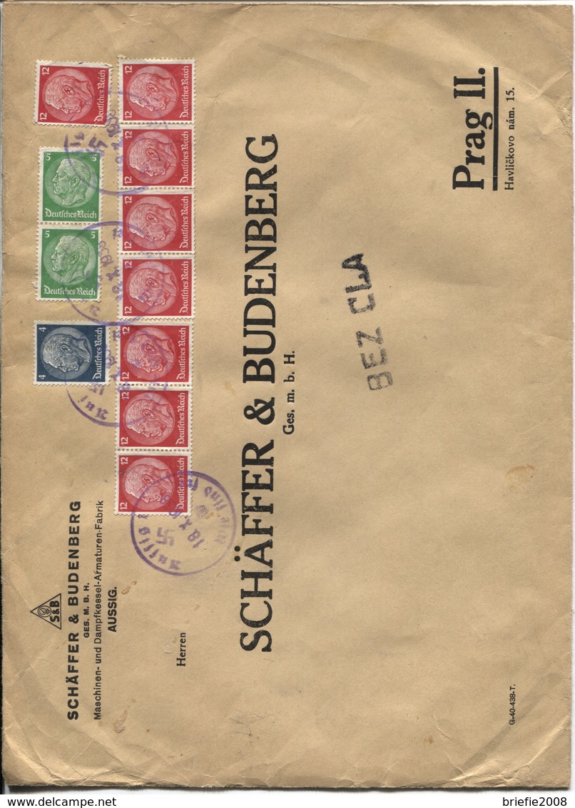 Sudetenland Firmenbrief Befreiungsstempel Aussig 18.10.39 Firma Schäffer & Budenberg, Hohe Frankatur - Occupation 1938-45