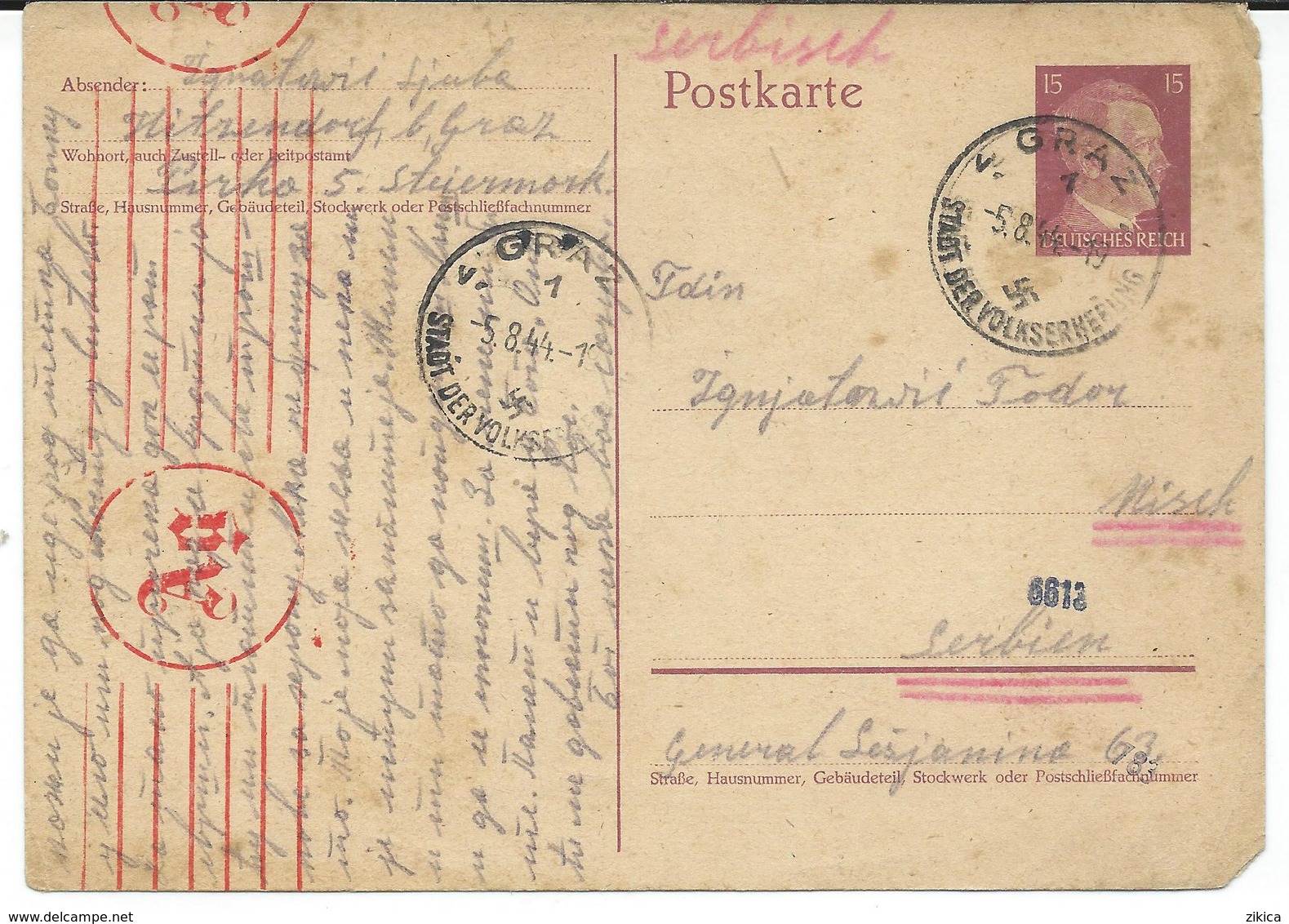 Austria - Graz - Germany Occupation 1944 - Censorship - Storia Postale
