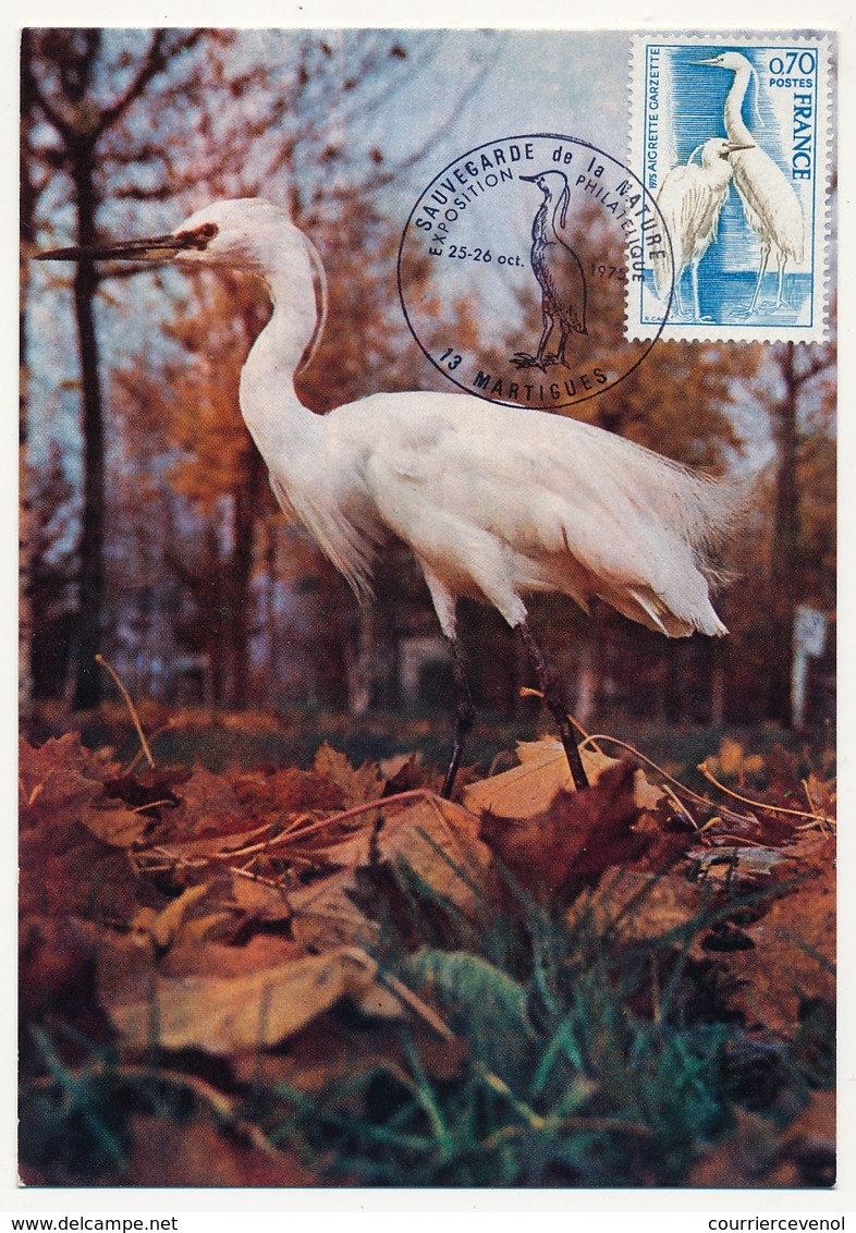 FRANCE - Carte Maximum - Aigrette Garzette - 13 MARTIGUES - 25/26 Octobre 1976 - 1970-1979