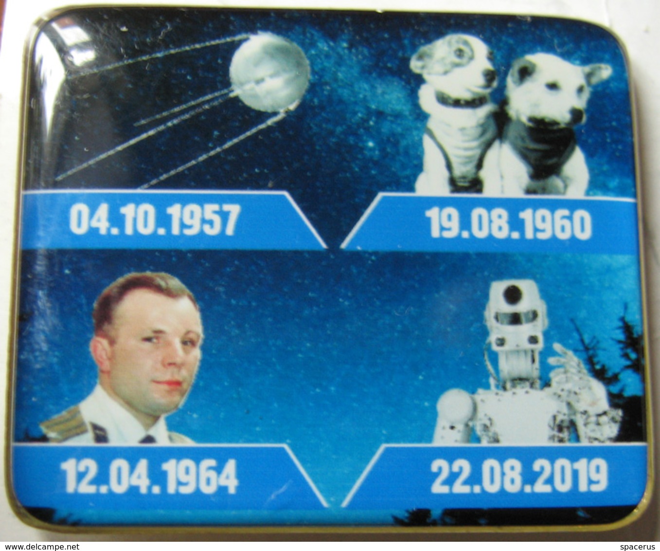 642-1 Space Russian Pin - Mistake! Gagarin, 1st Sputnik, Belka & Strelka, Skybot F-850 - Space
