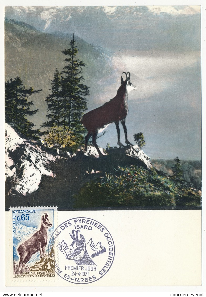 FRANCE - Carte Maximum - Izard - Parc National Des Pyrénées - TARBES - 24 Avril 1971 - 1970-1979