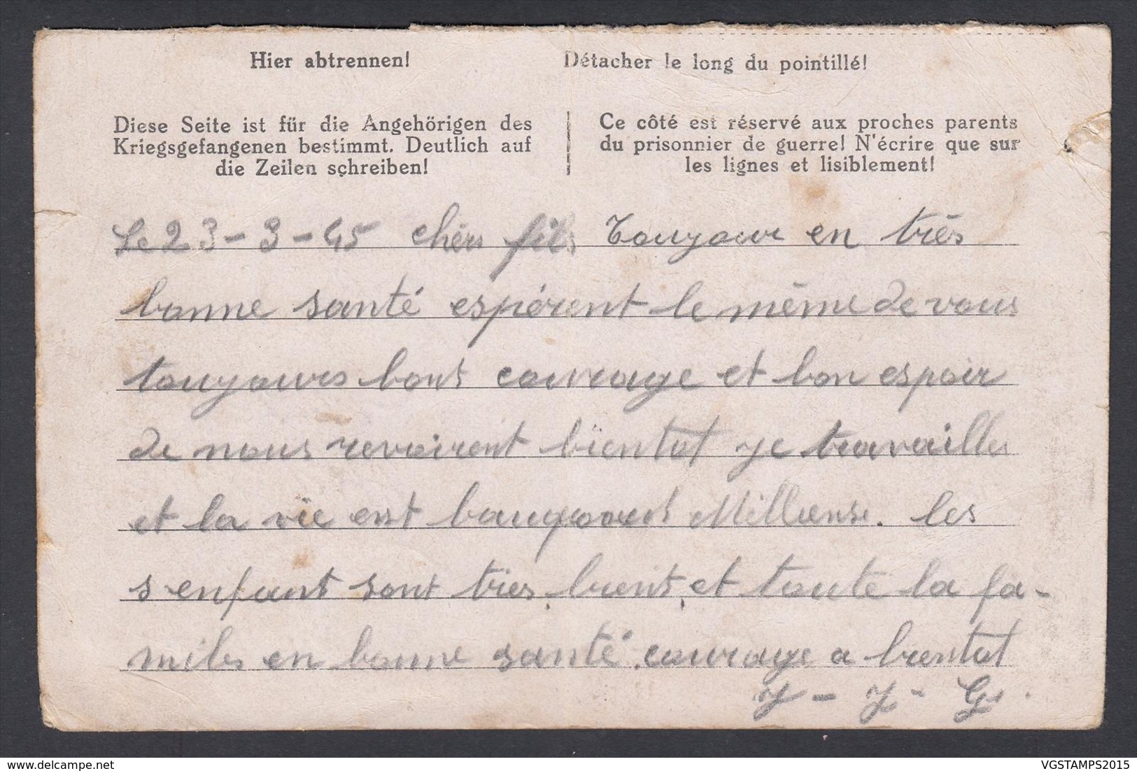 Belgique Stalag XA - Carte Réponse Pour La Famille - Griffe Belge Bilingue (VG) DC4784 - Guerre 40-45 (Lettres & Documents)