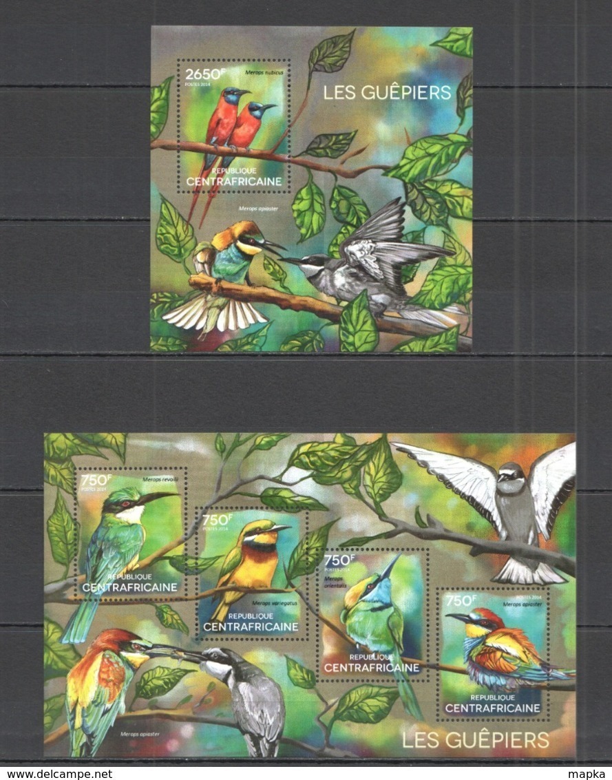 CA475 2014 CENTRAL AFRICA CENTRAFRICAINE FAUNA BIRDS WASPIERS LES GUEPIERS KB+BL MNH - Autres & Non Classés