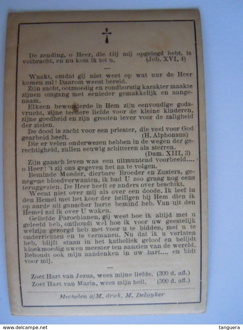 Doodsprentje Priester Petrus-Josephus Buysrogge °Hontenisse (Zeeland) 1863 Pastoor Asch En + Reckheim 1922 - Andachtsbilder
