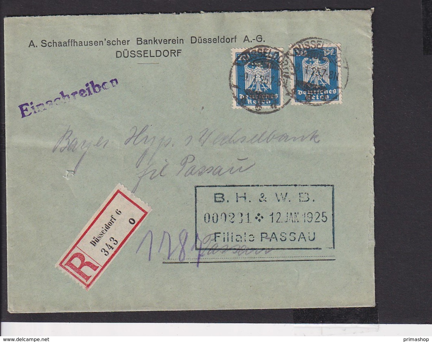 A20  /  Deutsches Reich  358 MeF  / Düsseldorf - Storia Postale