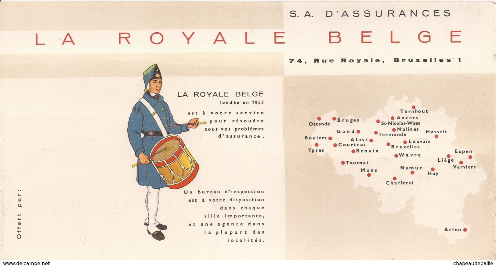 La Royale Belge (Assurances) Buvard - Autres & Non Classés