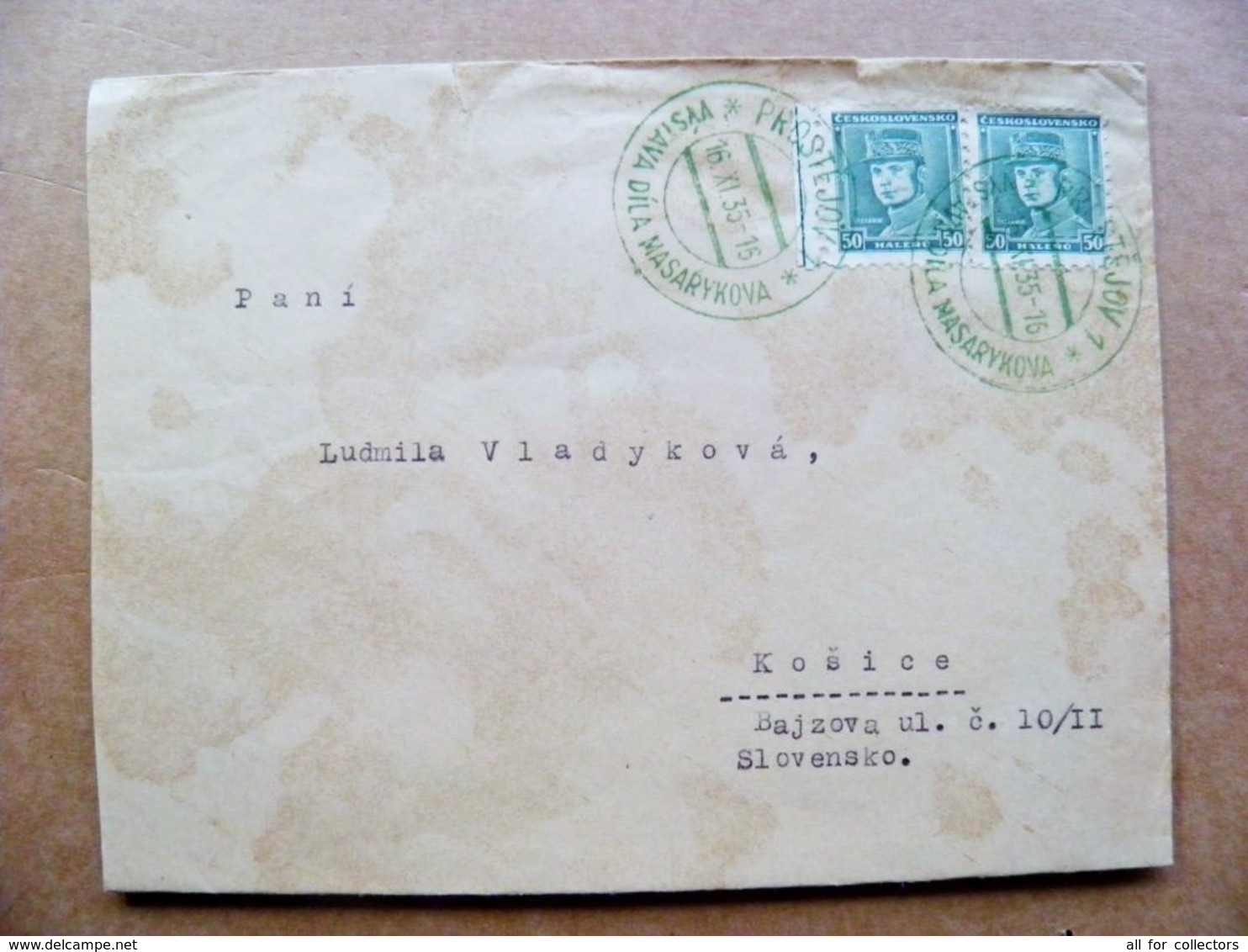 Cover Czechoslovakia 1935 Prostejov - Briefe U. Dokumente