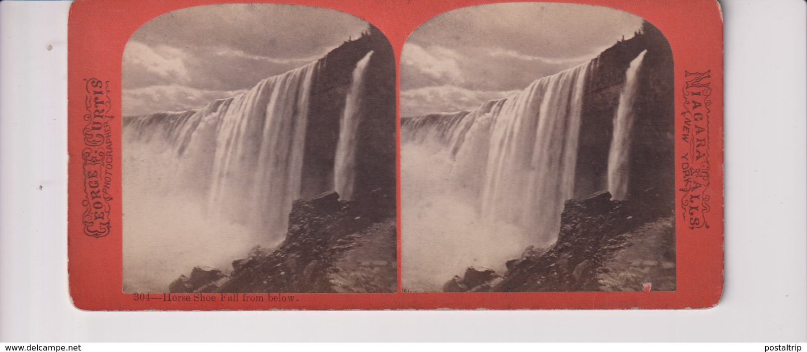 HORSESHOE FALL FROM BELOW   GEO BARKER  NIAGARA FALLS  Stéréoscopique Stéréoscope Carte Photo Stéréo - Fotos Estereoscópicas