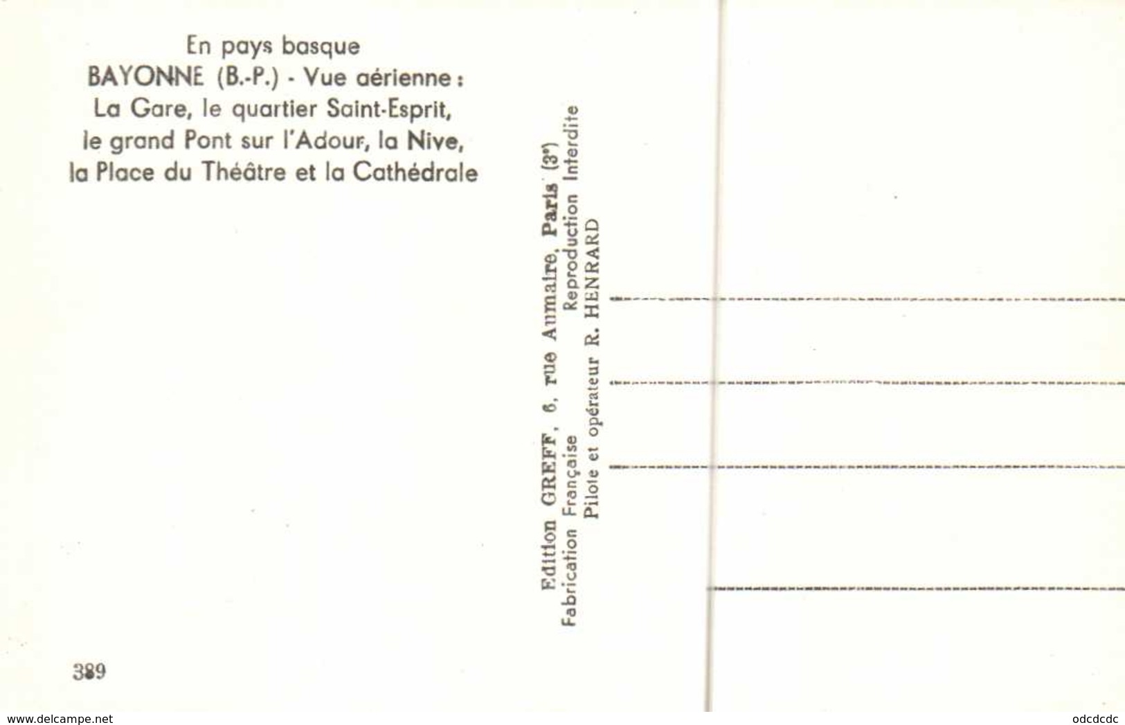 Cpsm Petit Format En Pays Basque BAYONNE Vue Aérienne La Gare Le Quartier Saint Esprit  Pilote Et Operateur R Henrard RV - Bayonne