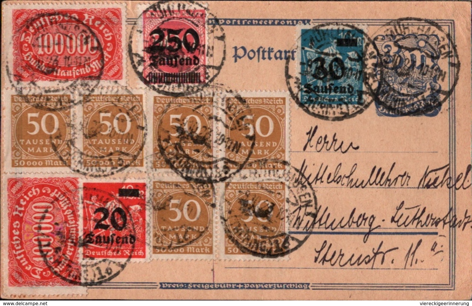 ! Alte Ganzsache, Deutsches Reich, 1923 Von Mühlhausen In Thüringen, Porto 800 Tausend Mark, Hochinflation - Sonstige & Ohne Zuordnung