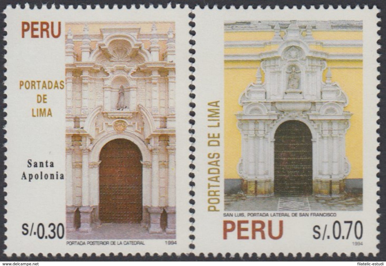 Perú 1056/57 1995 Portadas De Lima Santa Apolonia San Francisco MNH - Andere & Zonder Classificatie