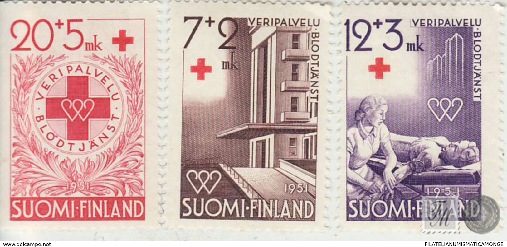 Finlandia 1951  Yvert Tellier  375/77 Cruz Roja */NH - Andere & Zonder Classificatie