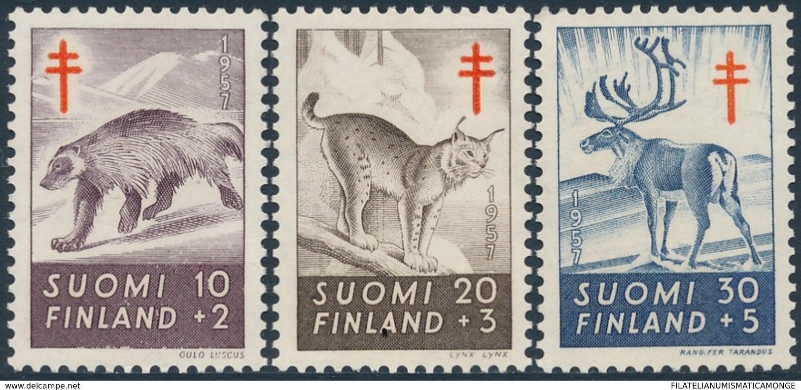 Finlandia 1957  Yvert Tellier  458/60 Fauna Mamiferos  ** - Other & Unclassified