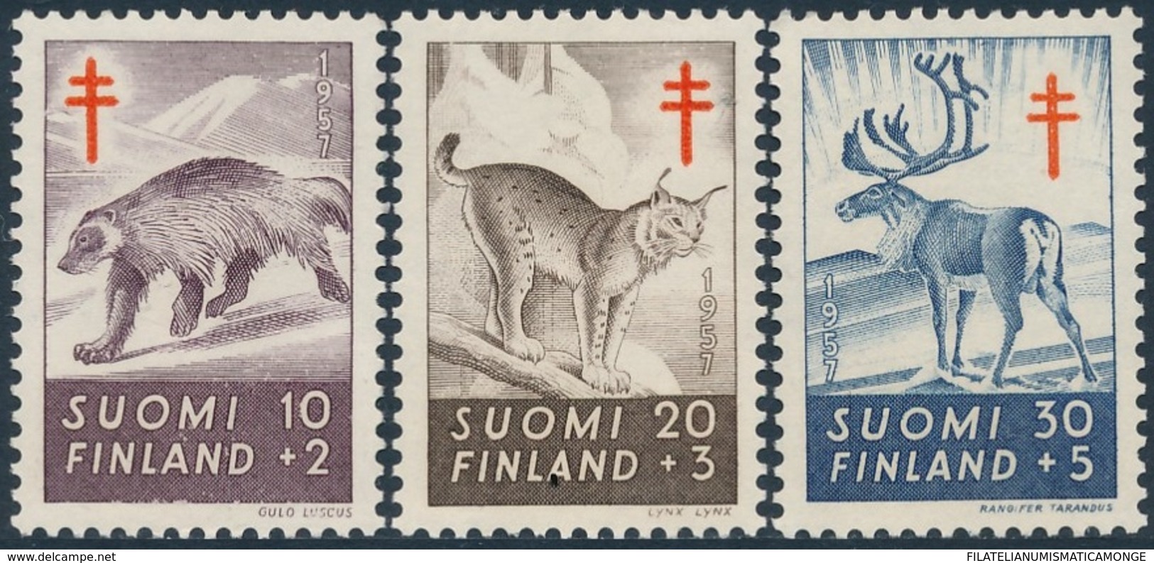 Finlandia 1957  Yvert Tellier  458/60 Fauna Mamiferos  */NH - Otros & Sin Clasificación