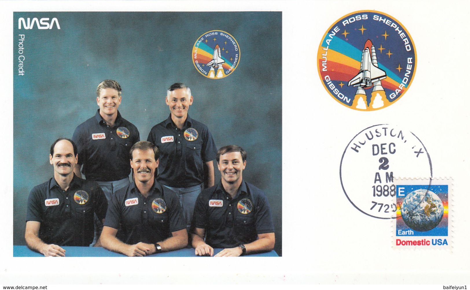 USA 1988 Space Shuttle Atlantis STS-27 And Spaceman Commemorative Postcard - America Del Nord