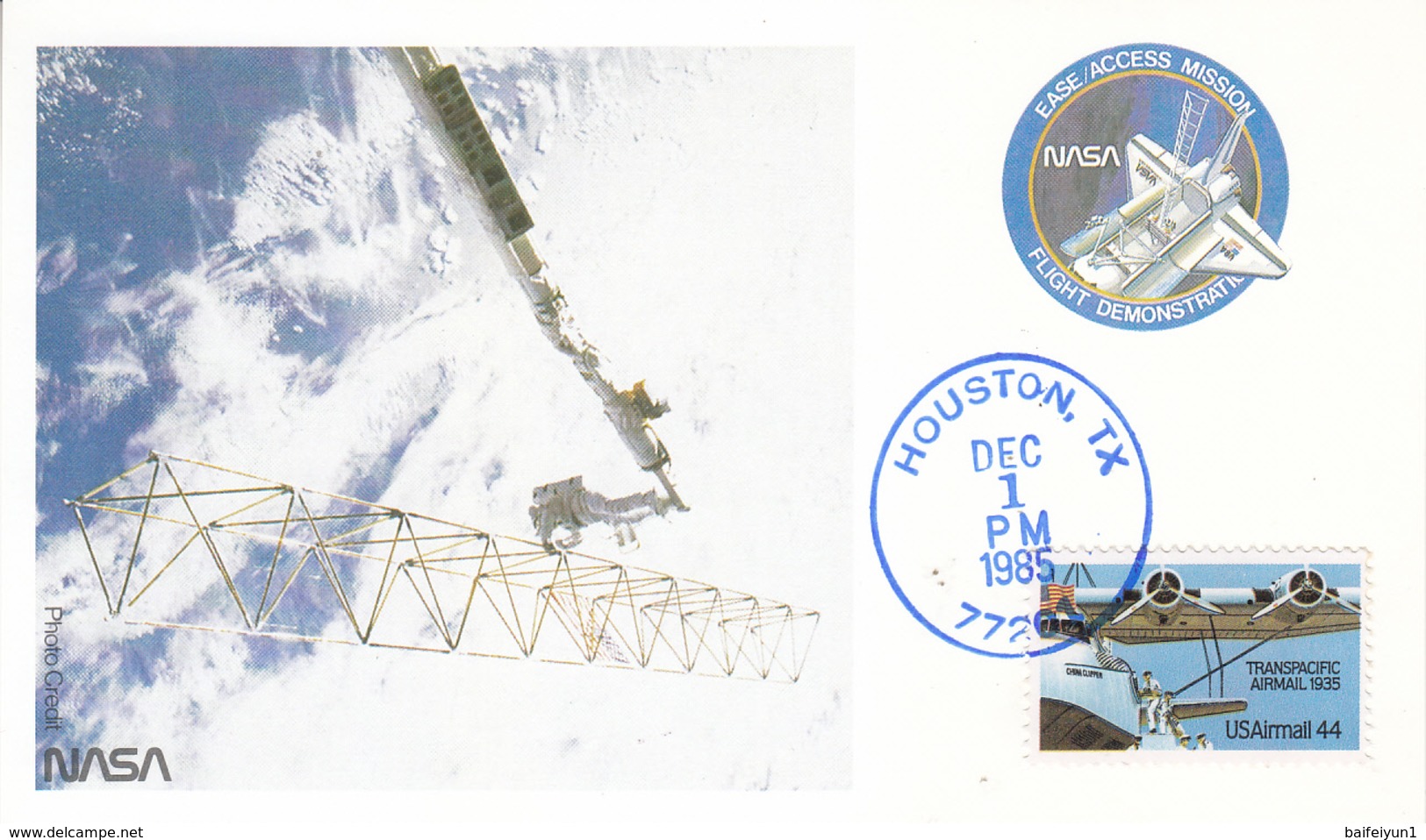 USA 1985 Space Shuttle Atlantis STS-61B And Payload Commemorative Postcard - America Del Nord