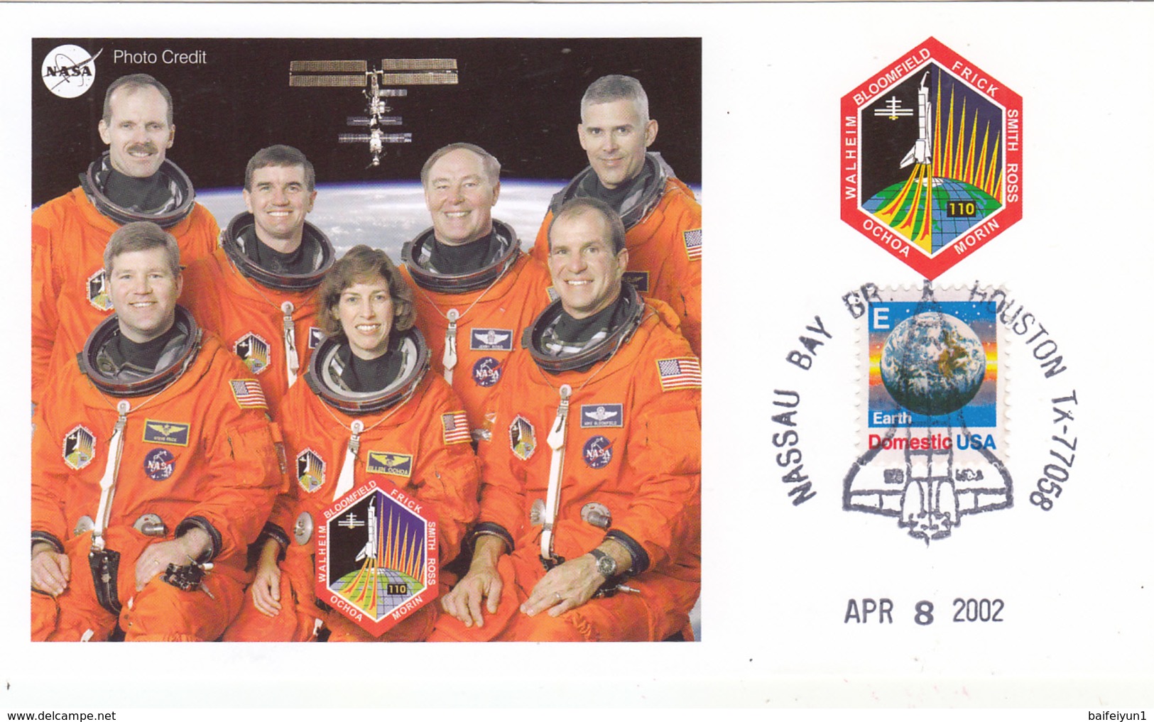 USA 2002 Space Shuttle Atlantis STS-110 And Spaceman Commemorative Postcard - America Del Nord