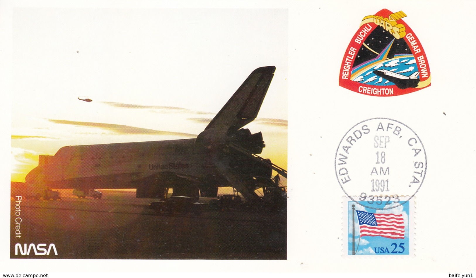 USA 1991 Space Shuttle Discovery STS-48 And Landing Commemorative Postcard - Noord-Amerika