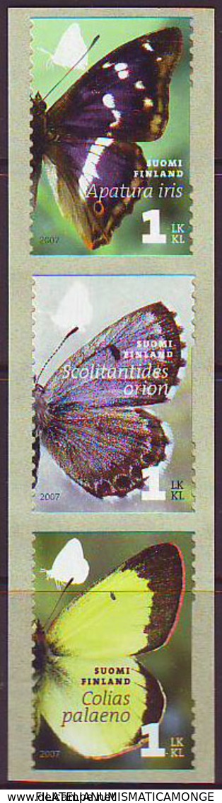 Finlandia 2007  Yvert Tellier  1827/29 Mariposas/adh. ** - Ongebruikt