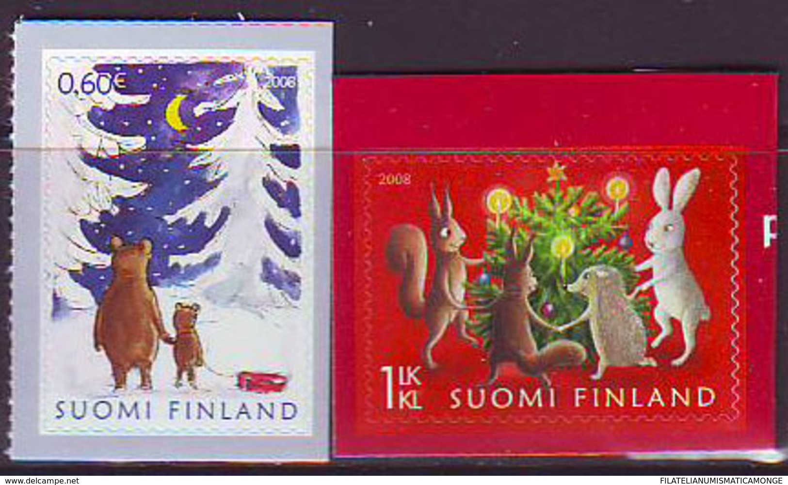 Finlandia 2008  Yvert Tellier  1904/05 Navidad/adhesivo (2s) ** - Unused Stamps