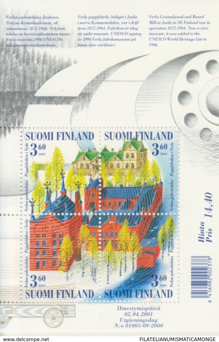 Finlandia 2001  Yvert Tellier  1528/31 Hb 26 Patrimonio  ** - Unused Stamps
