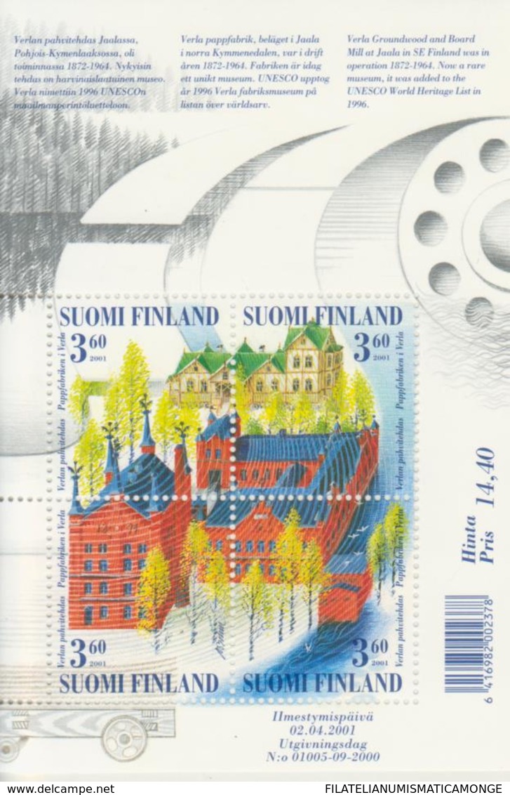 Finlandia 2001  Yvert Tellier  1528/31 Hb 26 Patrimonio  ** - Ongebruikt