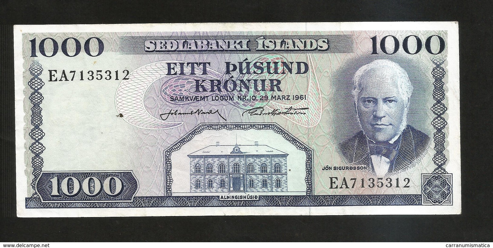 ISLANDA - NATIONAL BANK - 1000 KRONUR (1961) - Islande