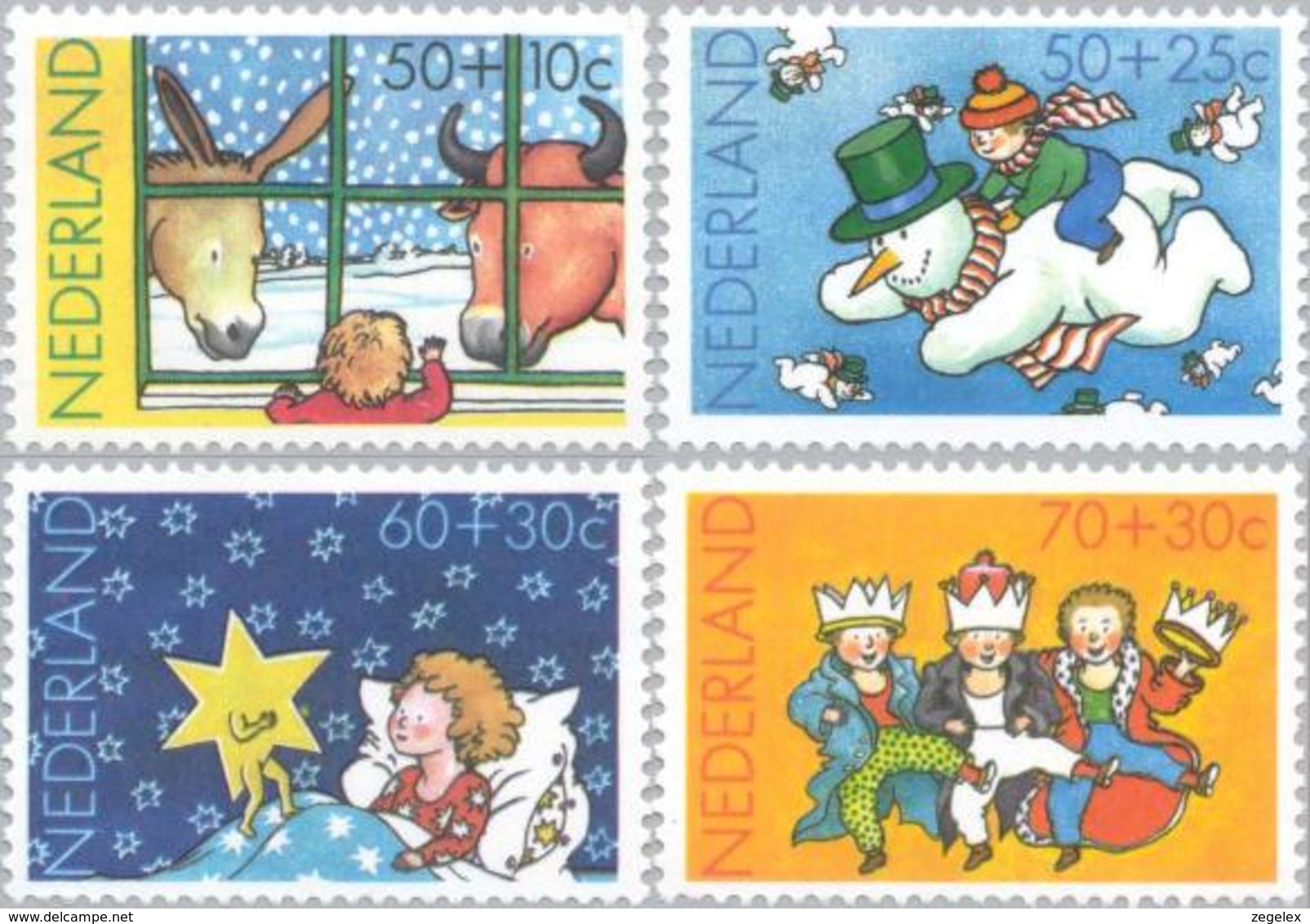 1983 Kind, Donkey, Snowman, Three Kings (Bible Story)  NVPH 1295-1298 Postfris/MNH/** - Neufs