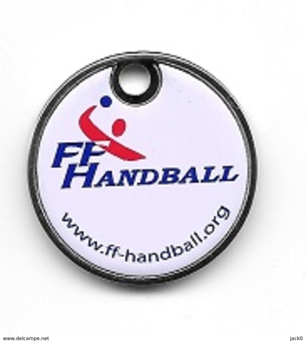 Jeton De Caddie  Fond  Blanc  Sports  F.F  HANDBALL, Fédération  Française  De  Handball - Einkaufswagen-Chips (EKW)
