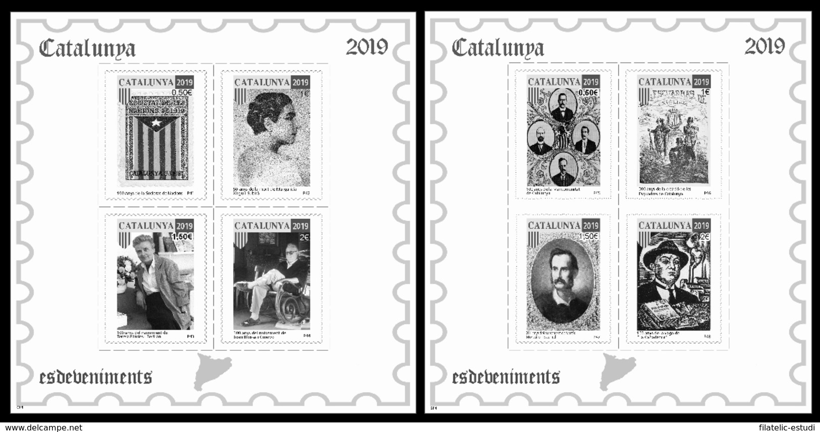 Catalunya Catalonia 2018 Hojitas De Pruebas Filatélicas En En Blanco Y Negro - Otros & Sin Clasificación