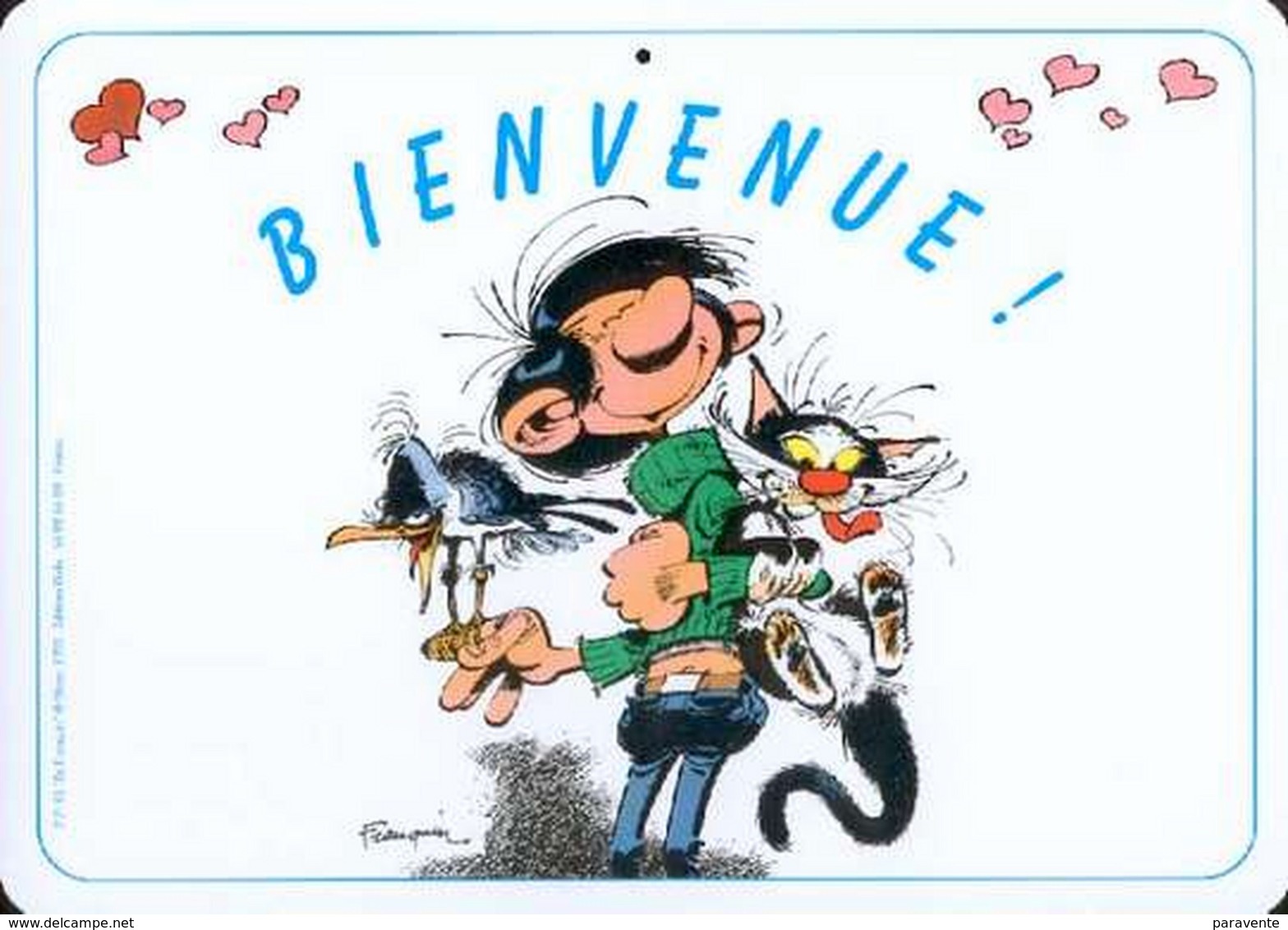 GASTON LAGAFFE : Plaque Plastique BIENVENUE - Franquin