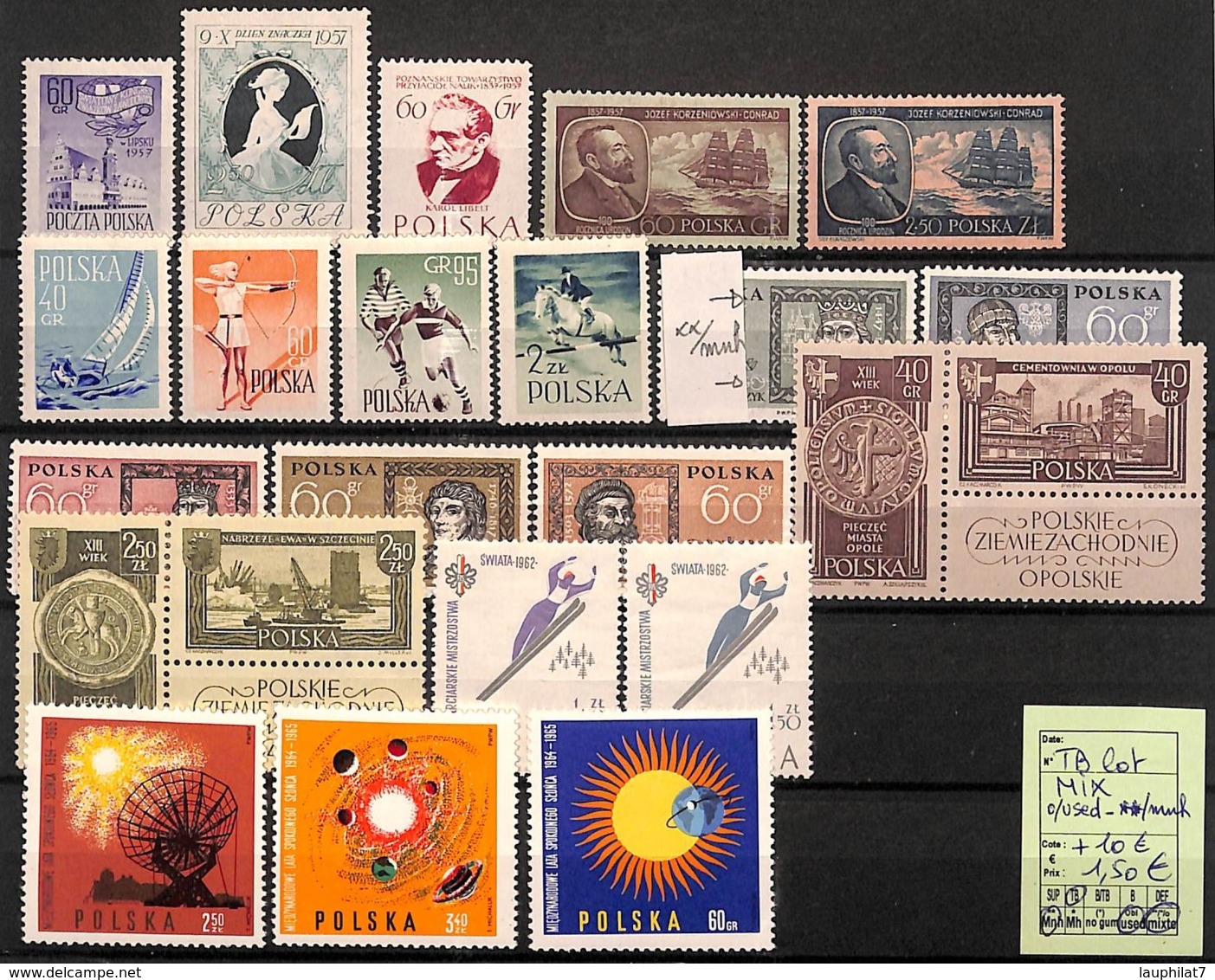 [824100]TB//MIX/MIX-c:10e-Pologne  - Tb Lot Mixte, Obl/Used, **/mnh, Célébrités, Sports, Châteaux, Astronomie - Oblitérés