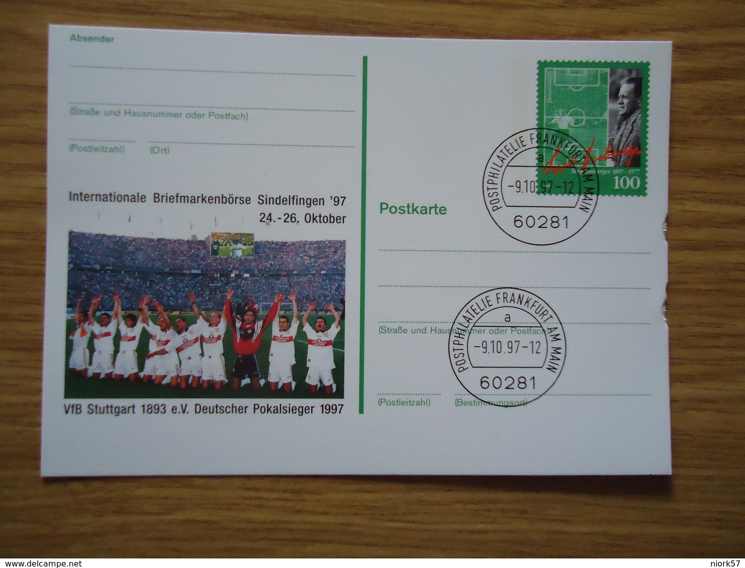 GERMANY  STAMPED STATIONERY  1997 FOOTBALL TIM  POSTMARK ANIMALS - Other & Unclassified