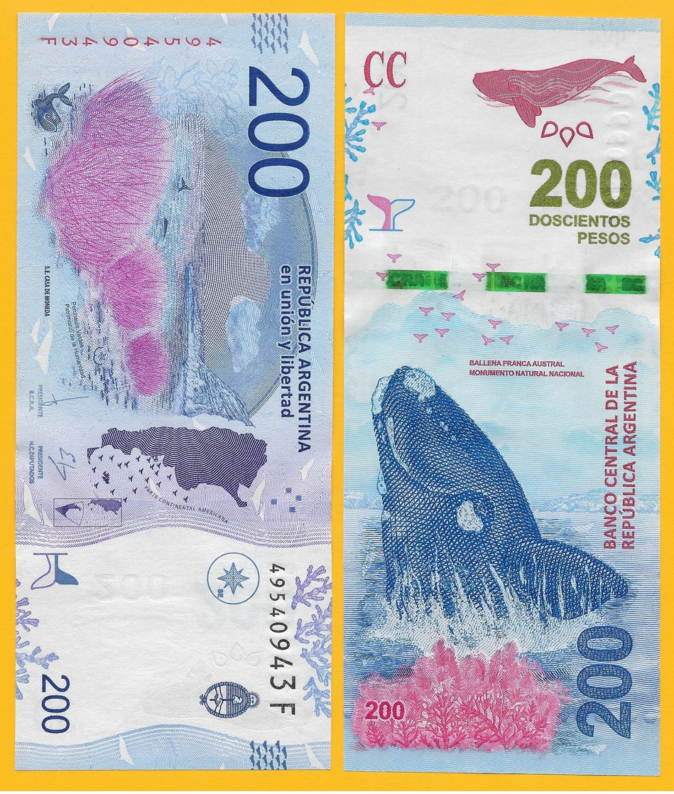 Argentina 200 Pesos P-364 2016 (Series F) UNC Banknote - Argentina