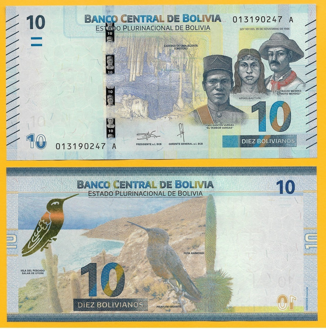 Bolivia 10 Bolivianos P-new 2018 UNC - Bolivie