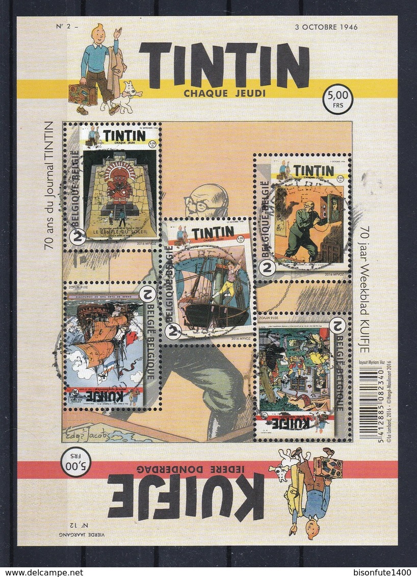 Tintin : Bloc Feuillet De 2016 Avec 5 Timbres Tintin Oblitérés. - 1961-2001