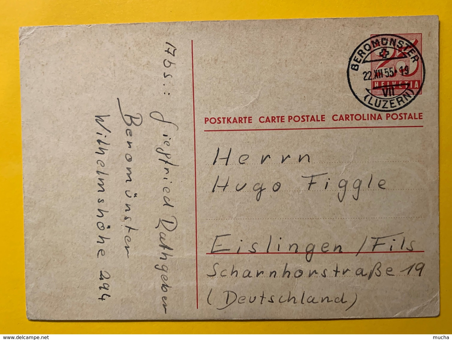 9320 - Entier Postal No 184 Beromünster 22.12.1955 - Entiers Postaux