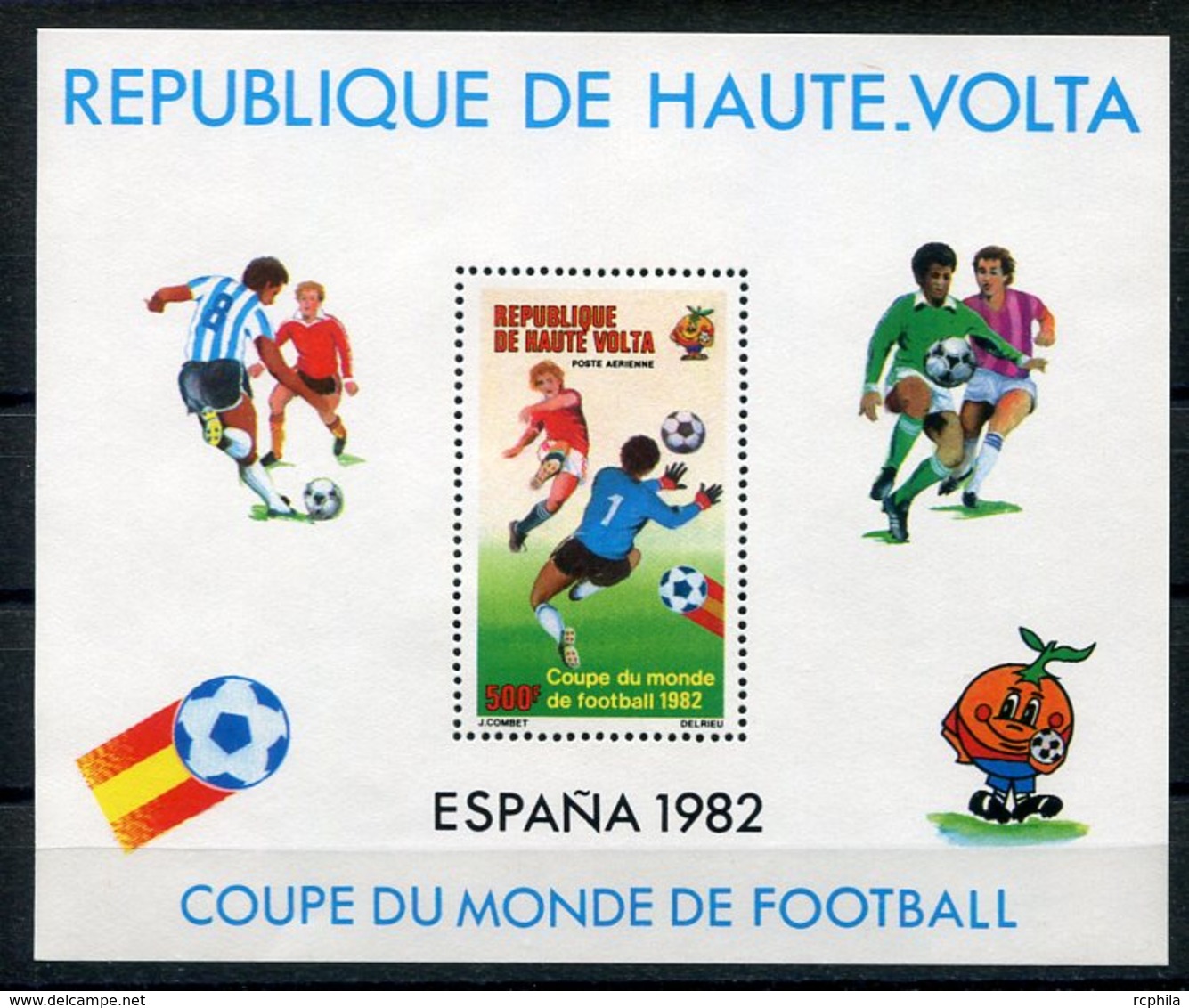 RC 14627 HAUTE VOLTA COUPE DU MONDE DE FOOTBALL 1982 ESPAGNE BLOC FEUILLET NEUF ** MNH TB - Obervolta (1958-1984)