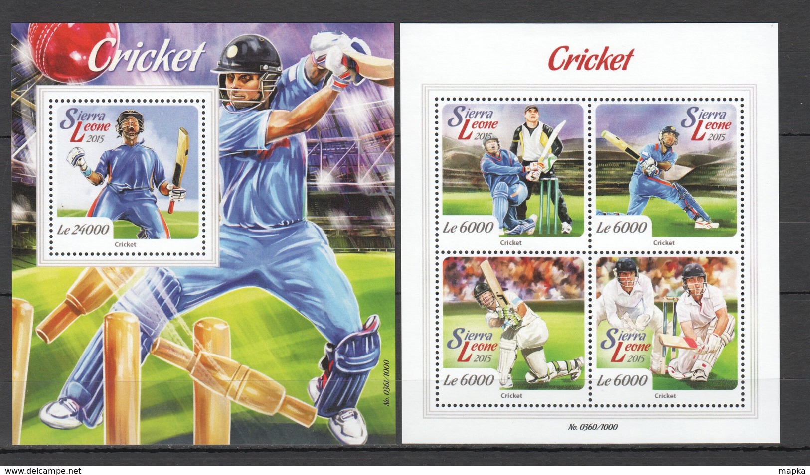 VV513 2015 SIERRA LEONE SPORTS CRICKET 1KB+1BL MNH - Cricket