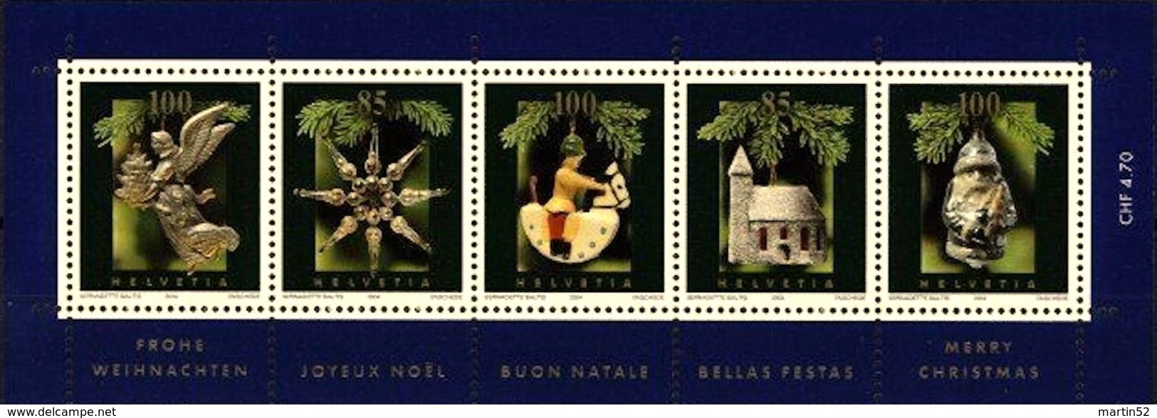 Schweiz Suisse 2004: Décoration De Noel / Weihnachts-Baumschmuck Zu 1146 Mi Block 37 Yv BF 37 ** MNH (Zu CHF 11.50) - Zusammendrucke