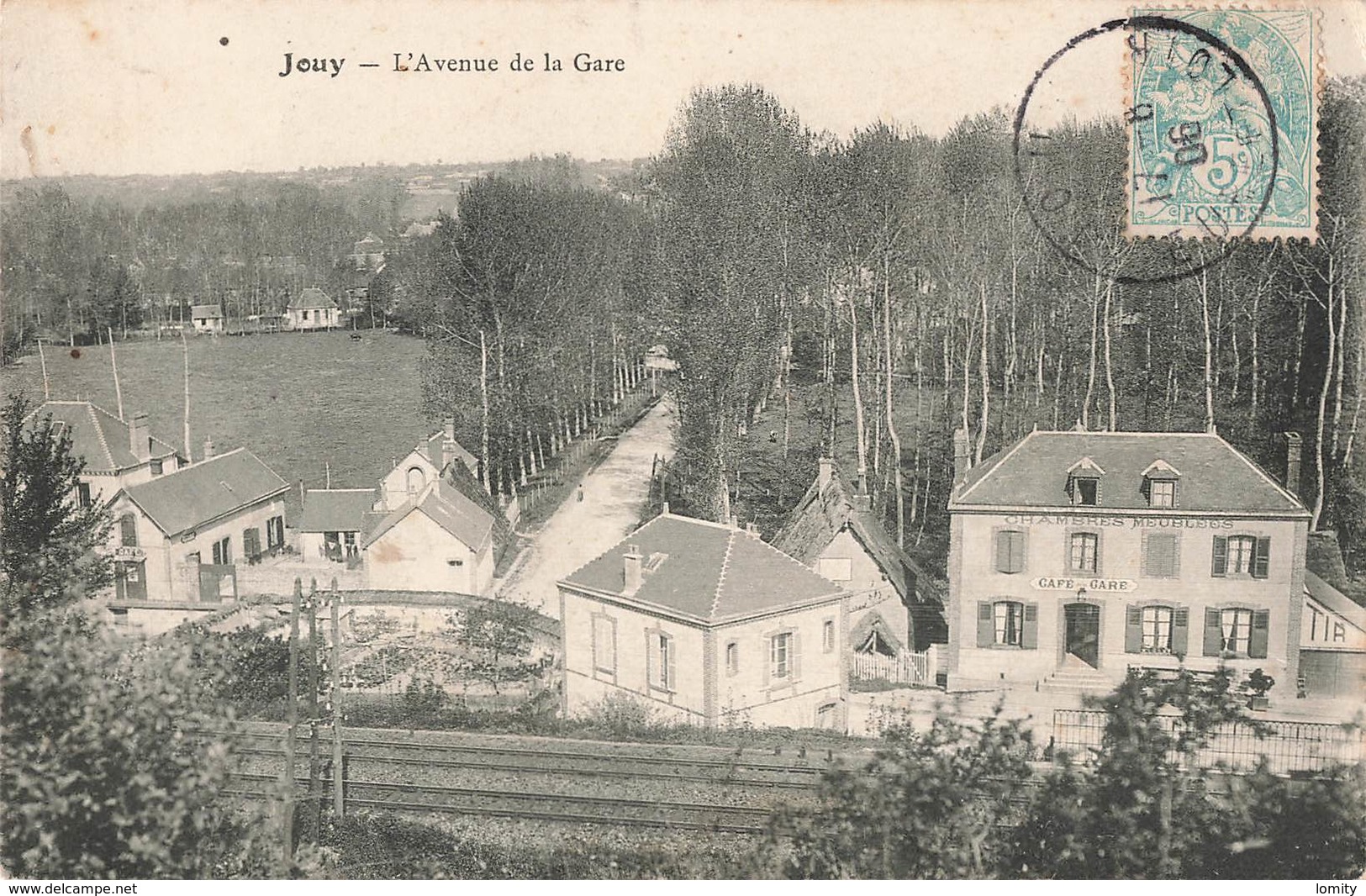 28 Jouy Avenue De La Gare Cpa Cachet 1906 - Jouy