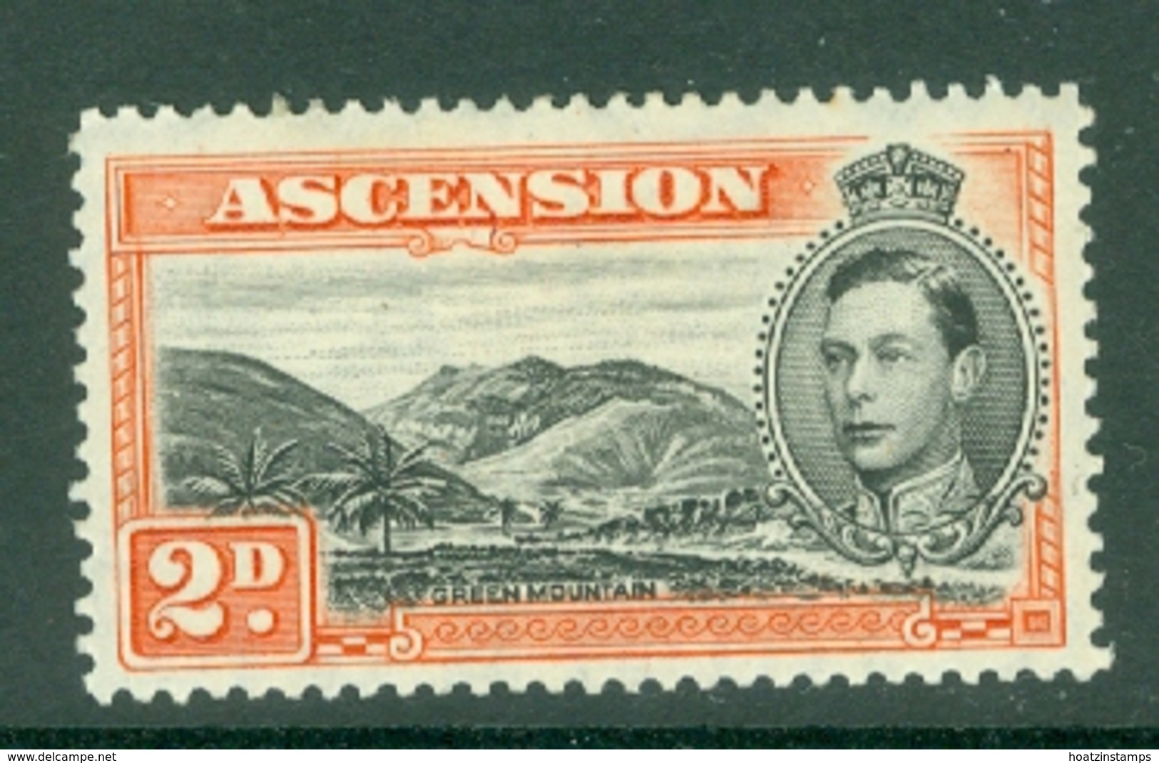 Ascension: 1938/53   KGVI    SG41a    2d  Black & Red-orange  [Perf: 13]   MH - Ascension