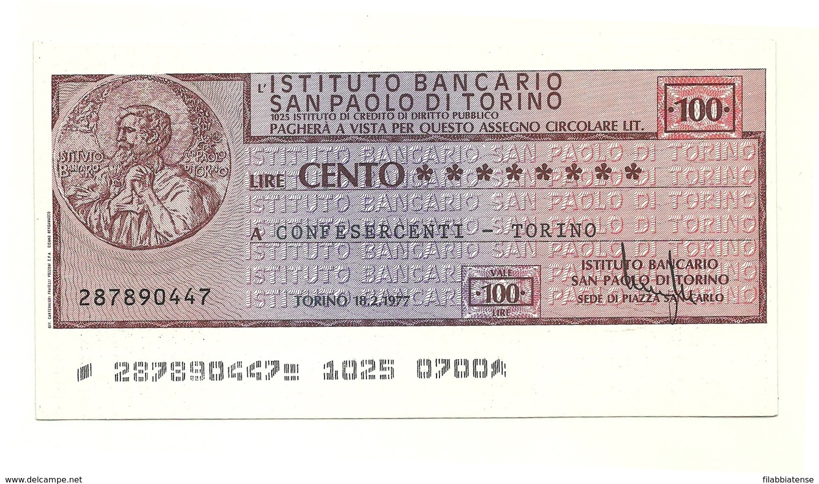 1977 - Italia - Istituto Bancario San Paolo Di Torino - Confesercenti - Torino ---- - [10] Assegni E Miniassegni