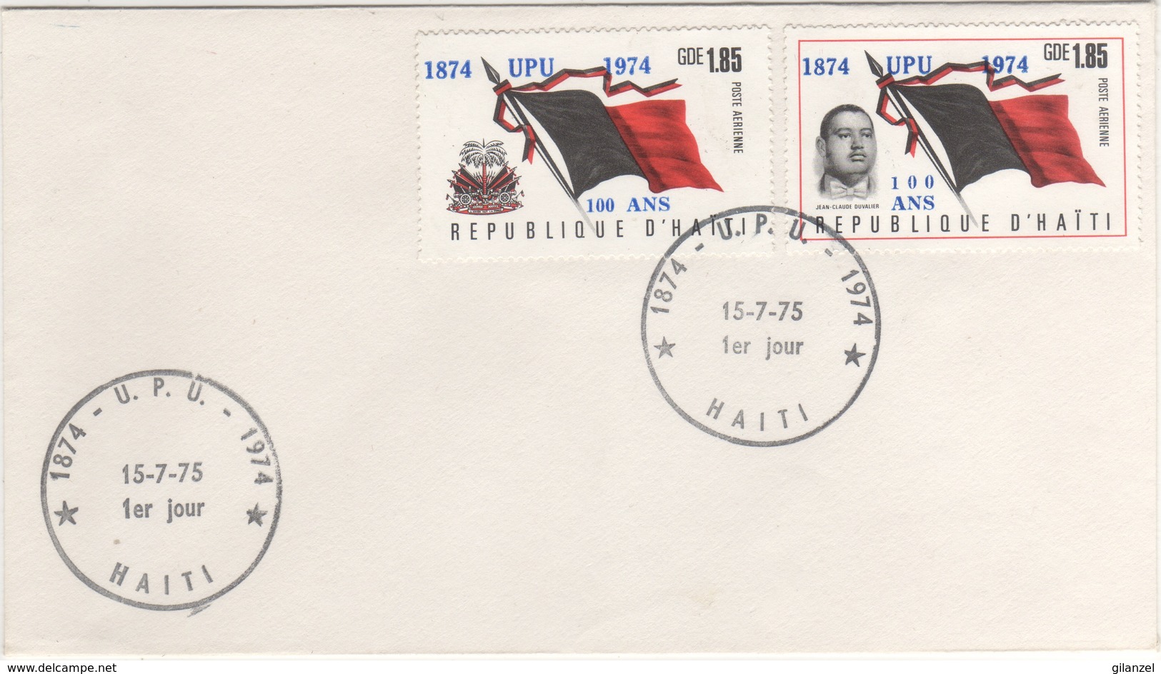 Haiti Michel 1276/1277 Surcharge FDC Universal Postal Union Centenary 1974 Special Cancel - UPU (Union Postale Universelle)